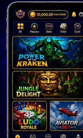 Yono Games lobby showing free coin balance and game choices