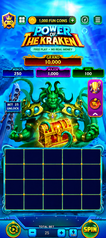 Power of the Kraken game screen